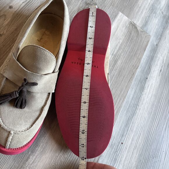 Thomas Dean Made In Italy Vero cuoio Suede Leather Tassel  Gray Loafer, Size 9